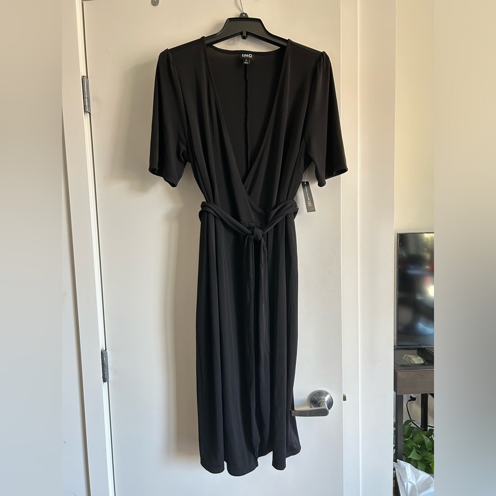 Classic black jersey wrap dress